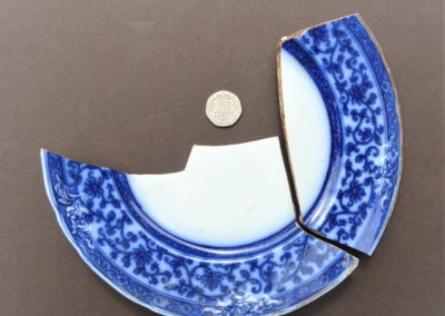Plate with blue pattern